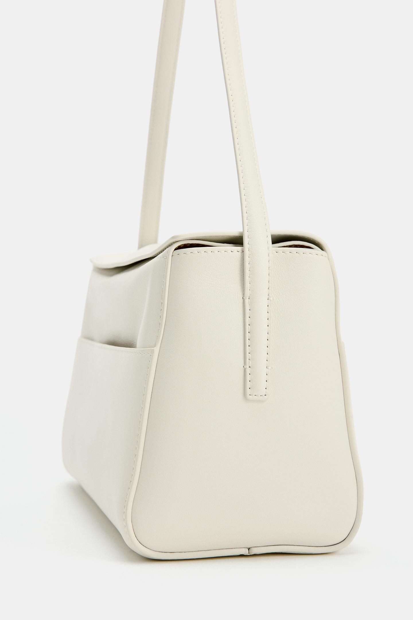 Сумка Zara Leather Shoulder, цвет: Белый — фото 3