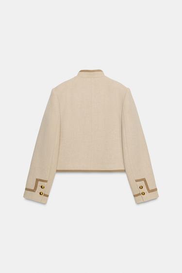 TOGGLE SHOULDER PAD JACKET - Beige by Zara - Image 7