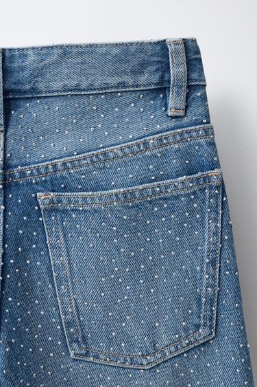 JEANS WIDE LEG BRILLOS - Azul de Zara