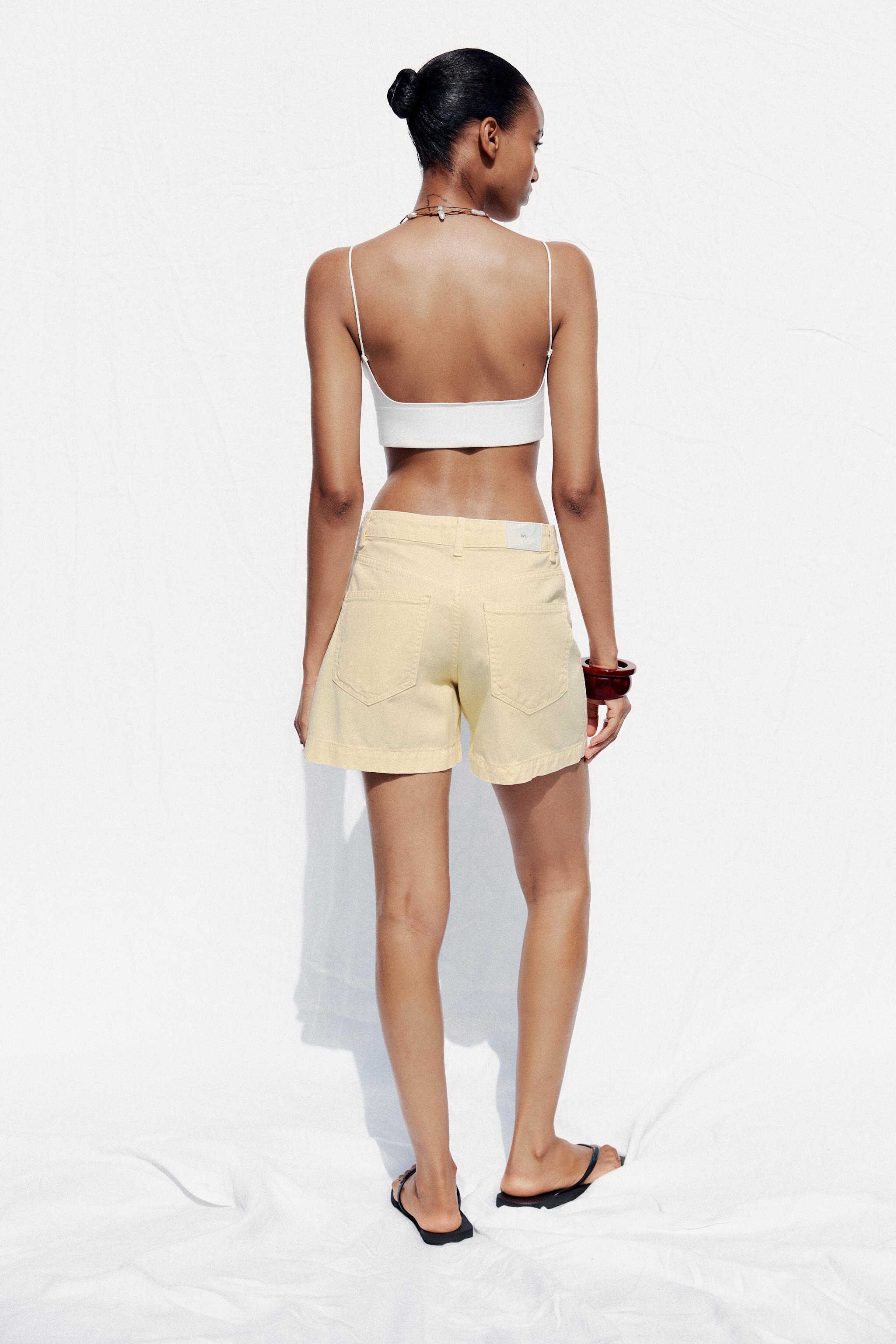 夏 Z1975 DENIM STRAPPY TOP - Mid-blue | ZARA United States