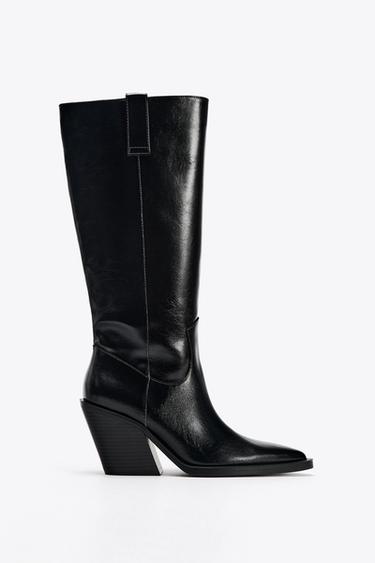 BOTTES À TALONS COW-BOY - Noir de Zara
