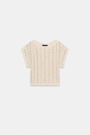 Zara KNIT CROP TOP - Ice