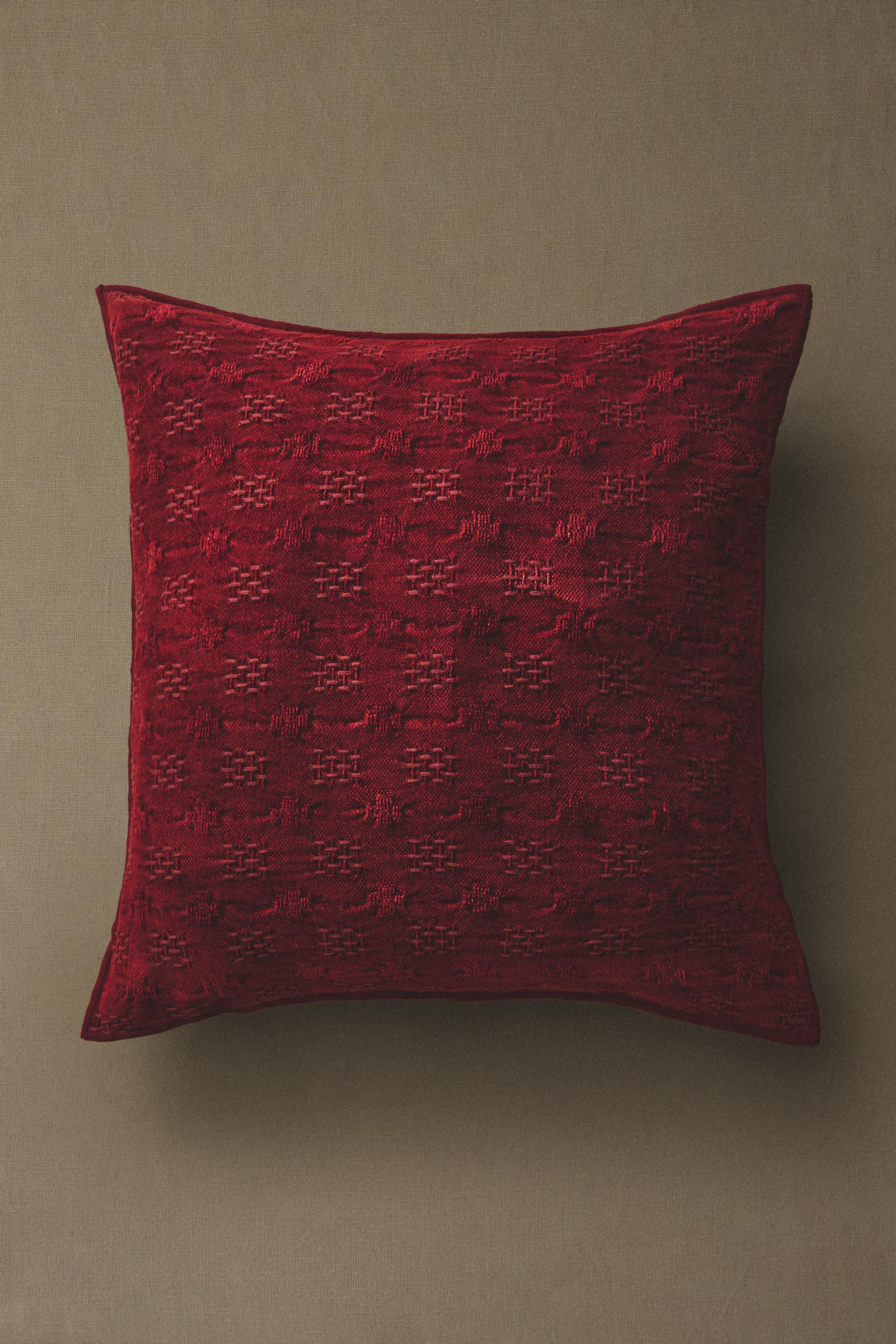 HOUSSE DE COUSSIN VELOURS JACQUARD NOËL