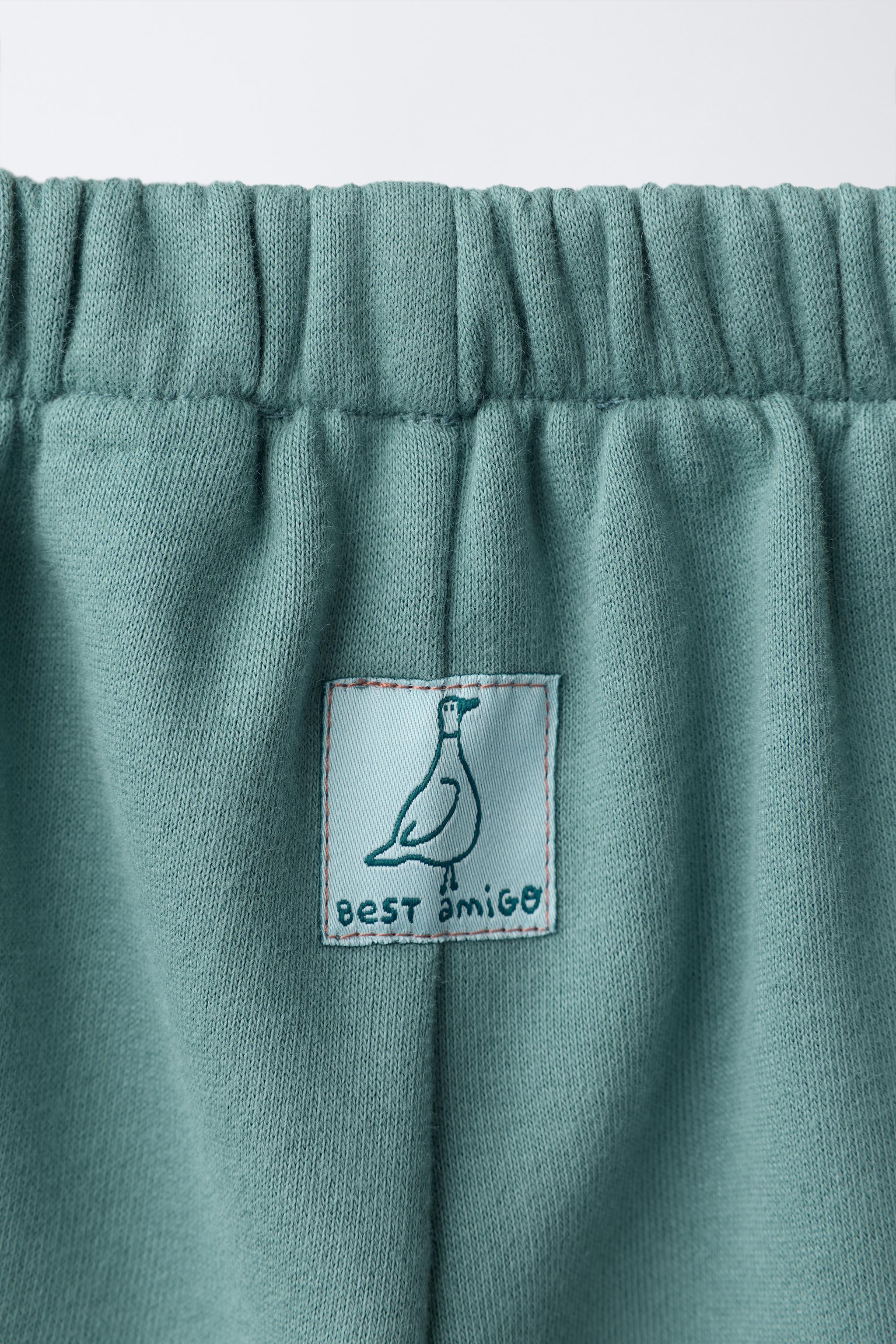 Детские брюки Zara DUCK LABEL WIDE LEG FLEECE PANTS — фото 4