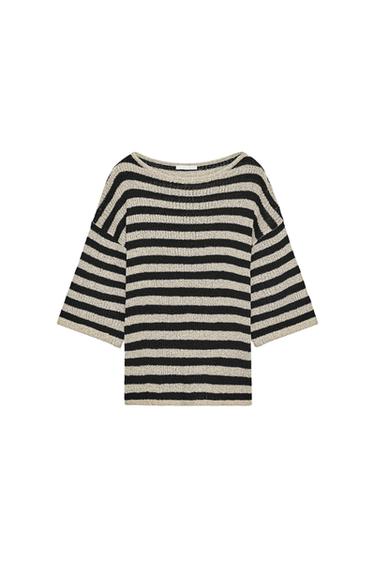 Zara CUT OUT CAPE KNIT TOP - Black / Sand