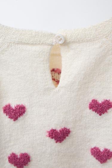 HEART PRINT KNIT SWEATER - Ecru by Zara - Image 2