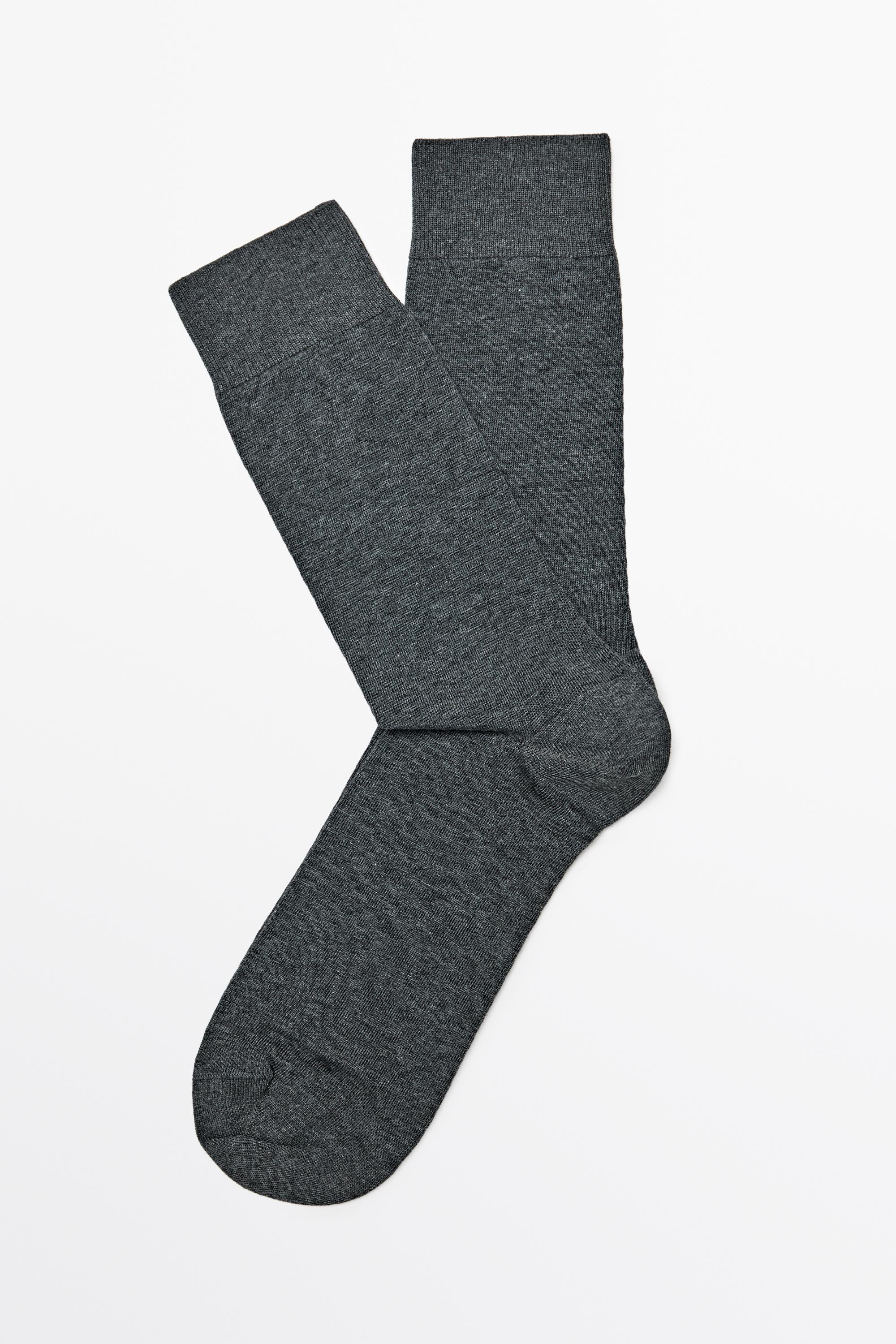 Plain cotton blend knit socks — Gray