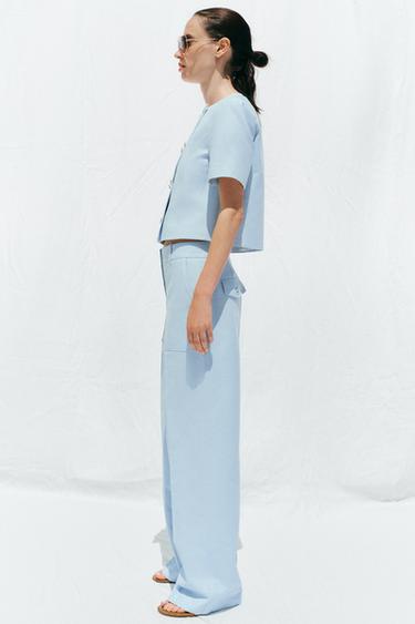SHORT SLEEVE DOUBLE-BREASTED BLAZER - Sky blue by Zara - Image 5
