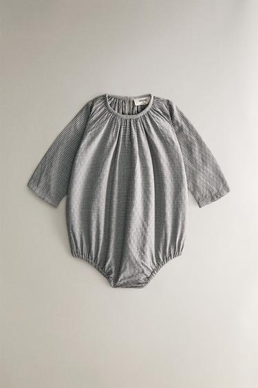 CHILDREN’S CHECK BODYSUIT - Grey green by Zara - Image 0