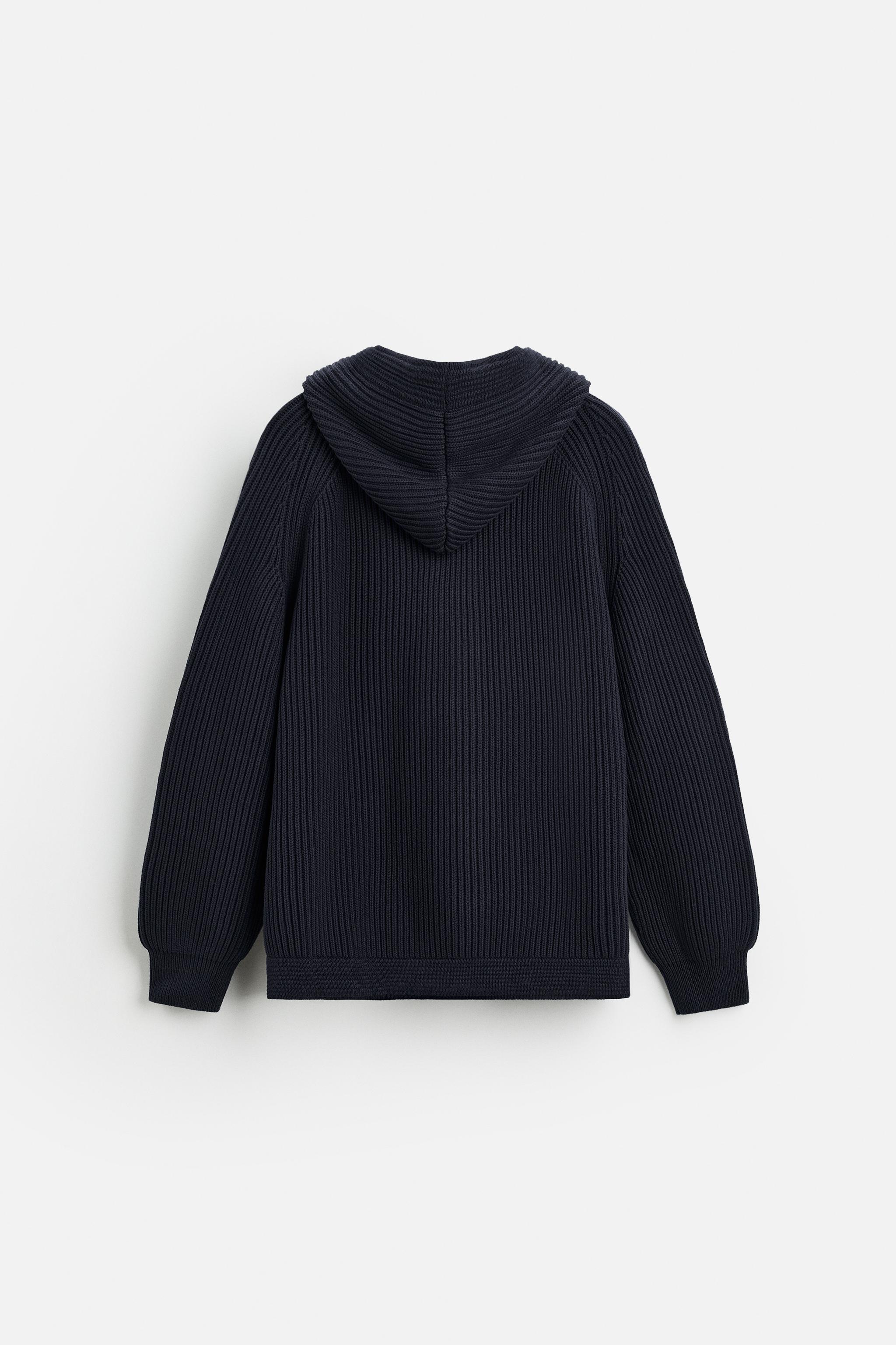 HOODED PERL KNIT CARDIGAN - Navy blue | ZARA United States HOODED PERL KNIT CARDIGAN - Navy blue | ZARA United States