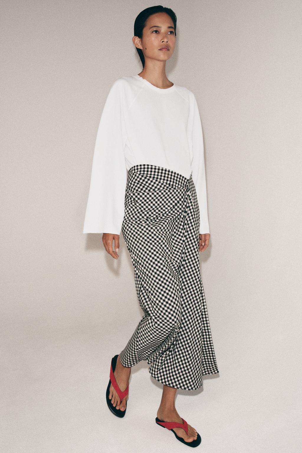 DRAPED GINGHAM SKIRT
