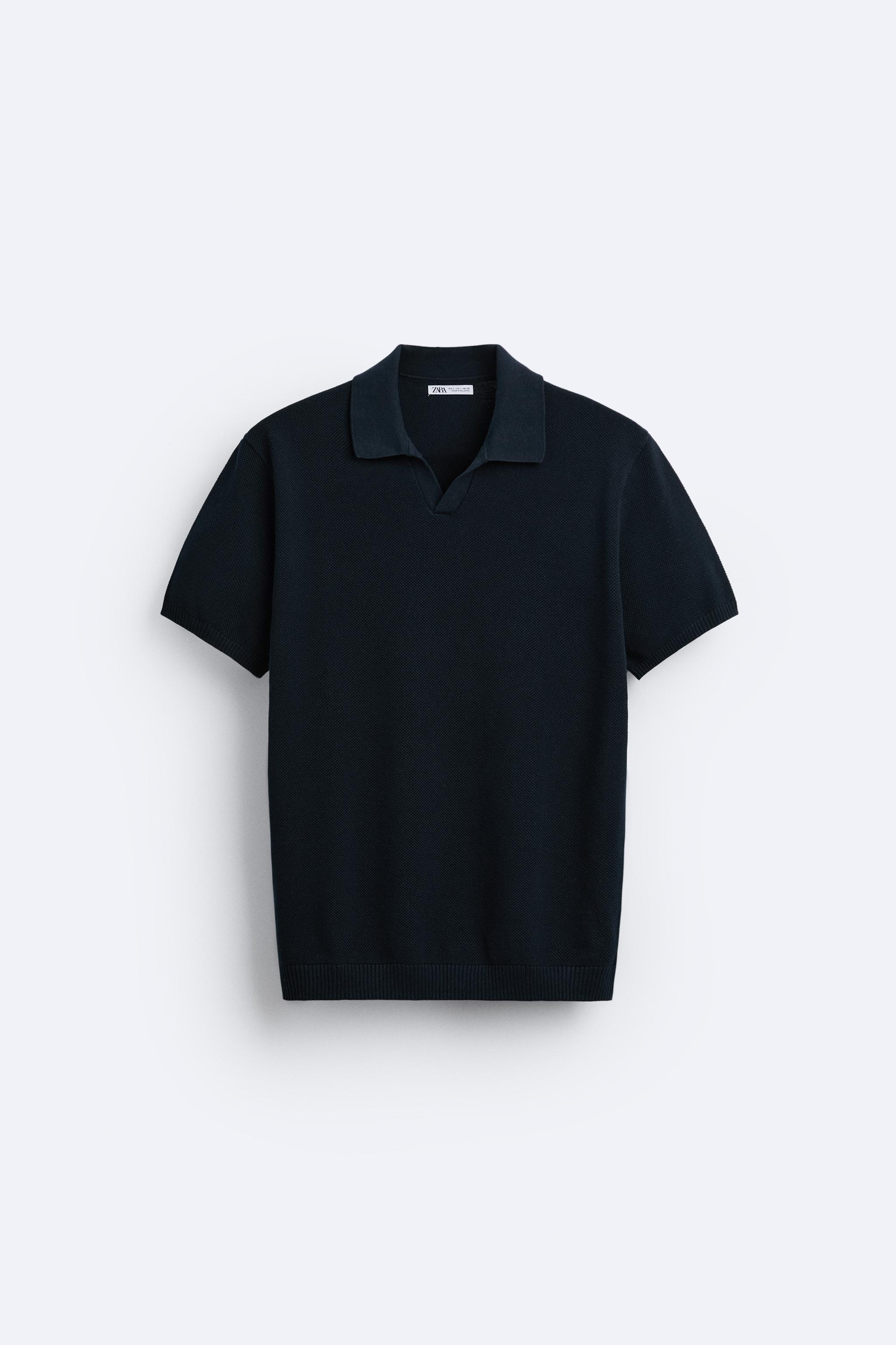 TEXTURED KNIT POLO SHIRT - Navy blue | ZARA Spain