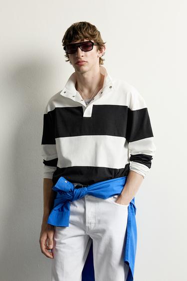 RELAXED FIT STRIPED POLO SHIRT - White / Navy by Zara