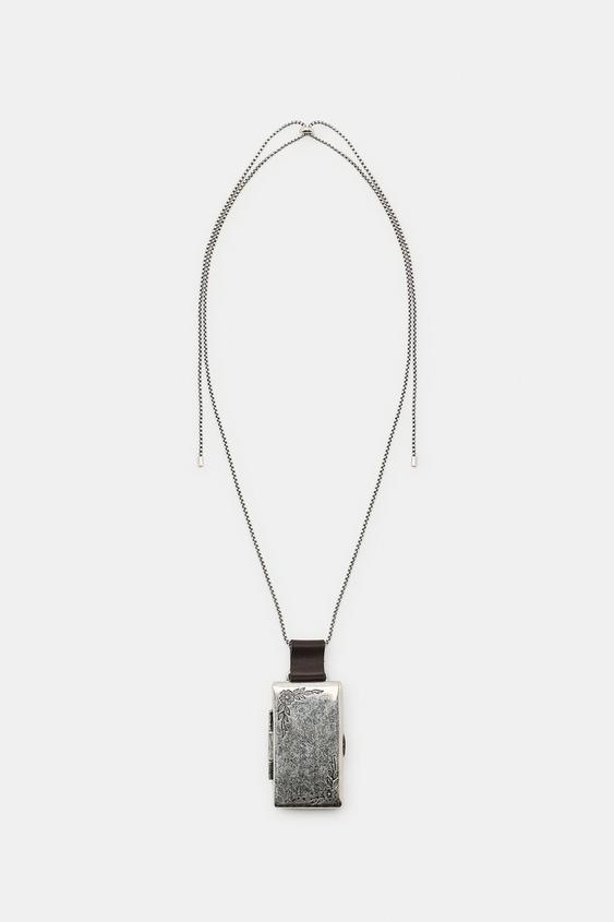 Женские украшения Zara Long Metallic Box Chain, цвет: Серебряный