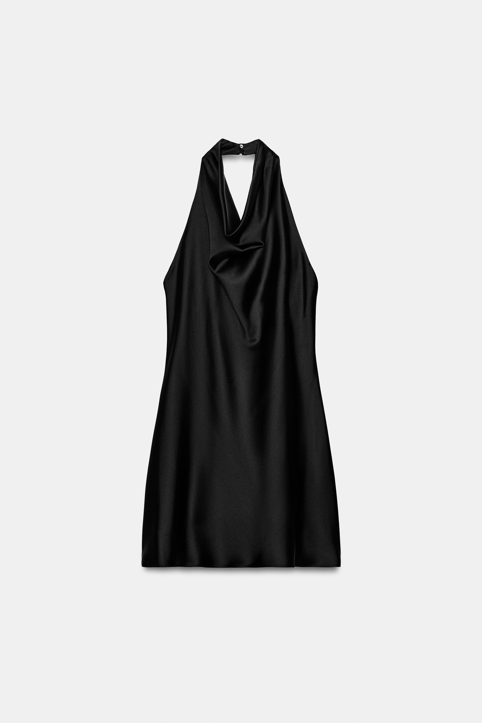 SATIN HALTER MINI DRESS