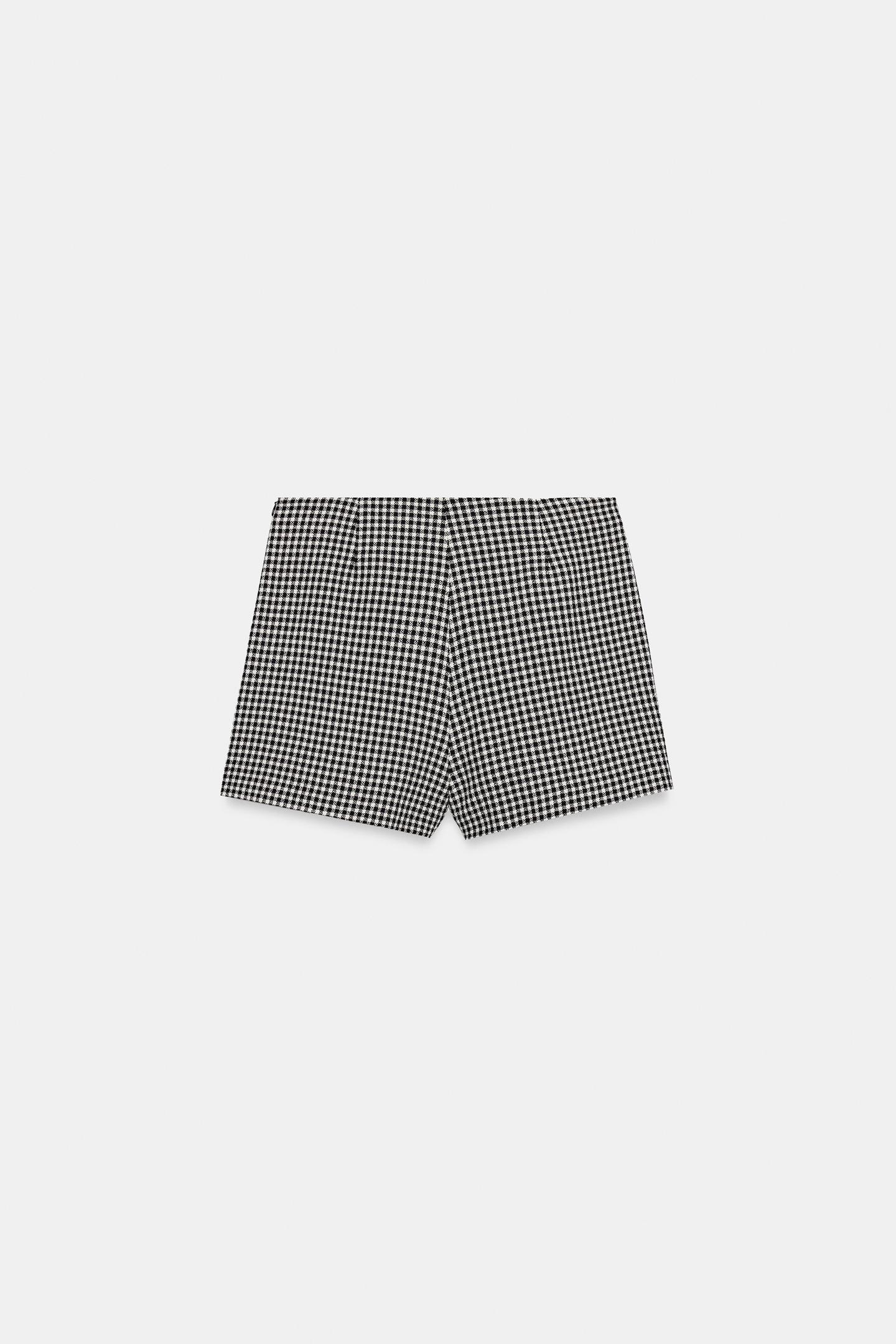 Женская юбка-шорты Zara Plaid Skort, цвет: Чёрный / Белый — фото 7