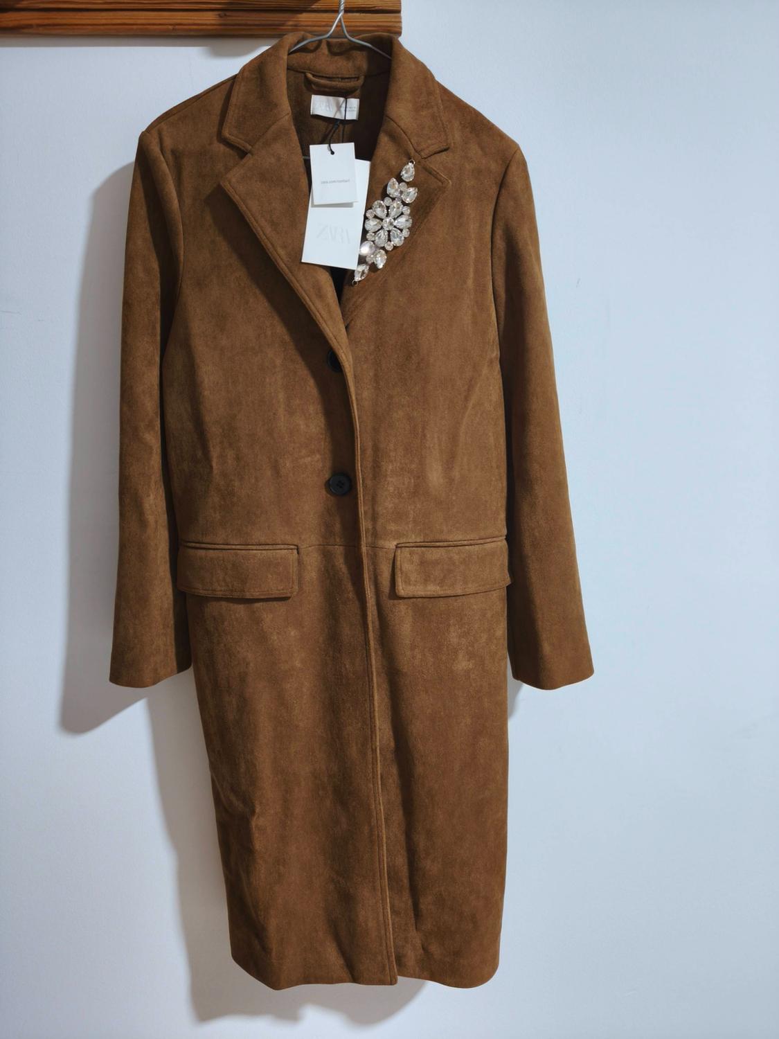FAUX SUEDE BROOCH FROCK COAT - Image 5