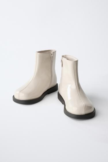 PATENT-FINISH ANKLE BOOTS - Ecru White by Zara - Image 2