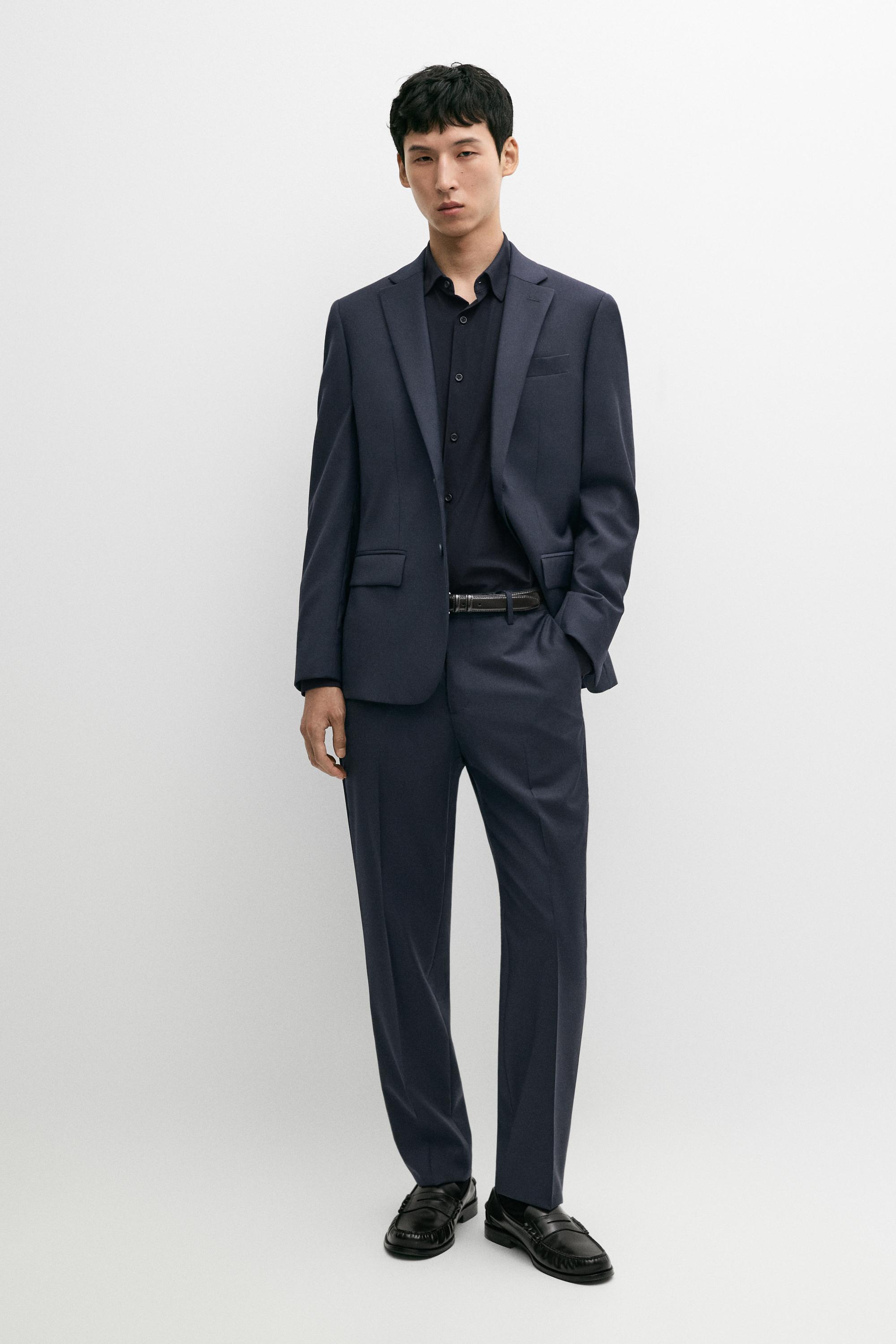 Cold wool suit trousers — Navy blue