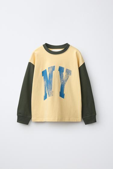 MAGLIETTA COLOR BLOCK CON STAMPA - Giallo chiaro di Zara