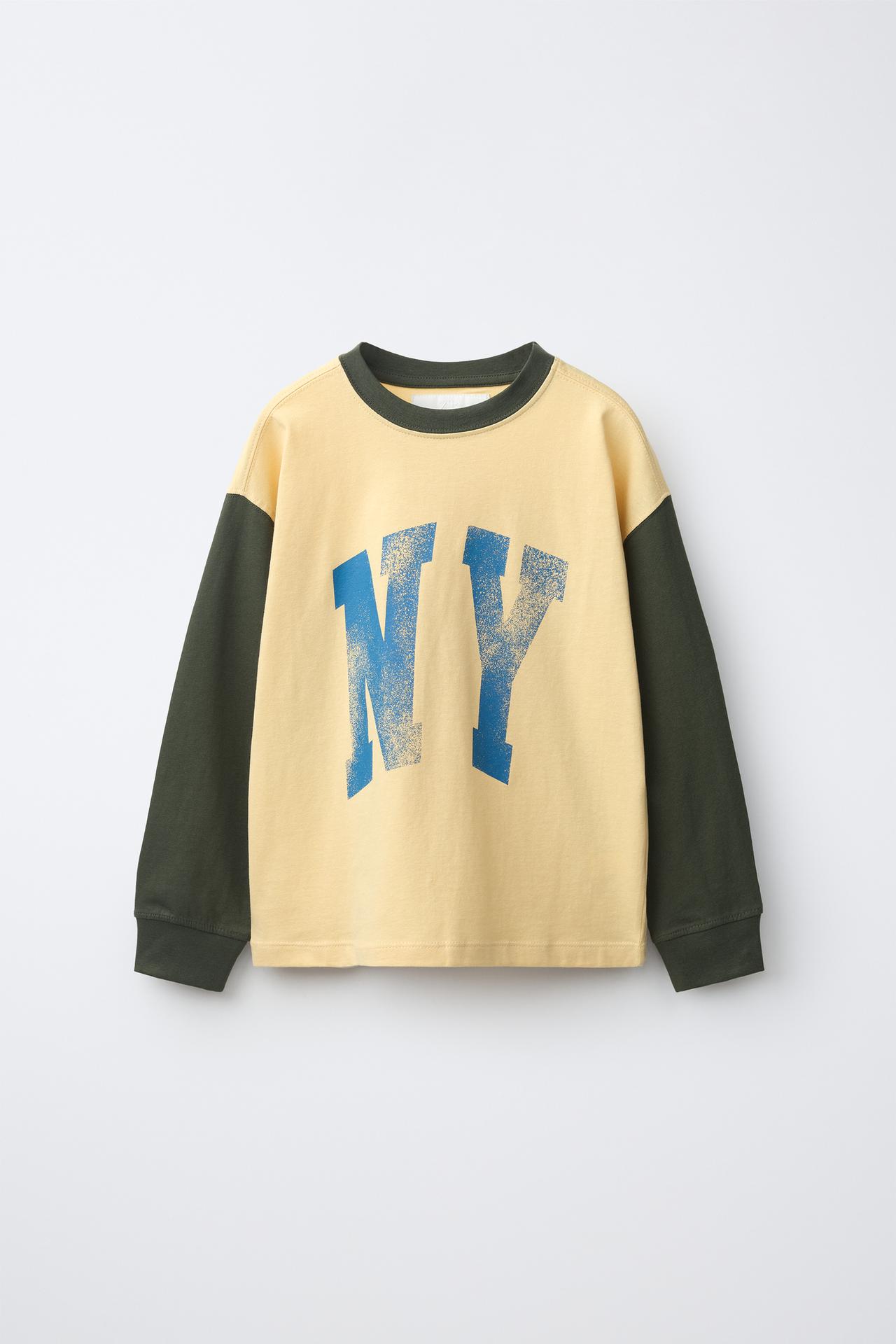 COLOR BLOCK PRINT T-SHIRT — Light yellow