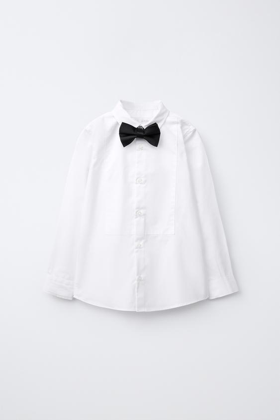 SHIRT WITH REMOVABLE BOW TIE - White by Zara - Image 0