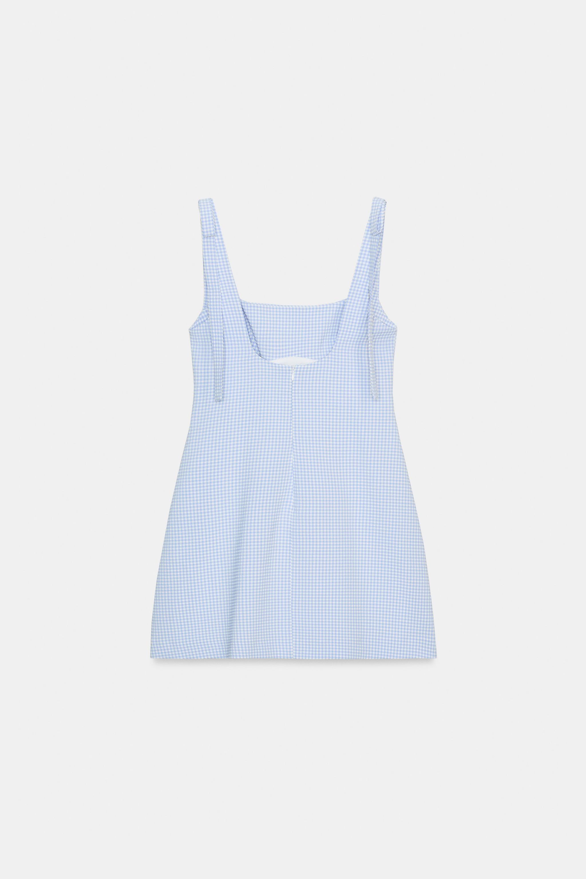 zara blue gingham dress NWT ZARA Gingham Midi Dress Blue/white 3067/379 Sizes M, XL