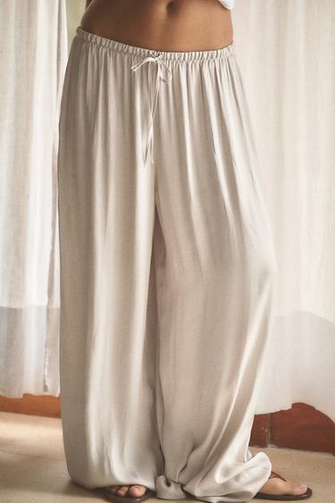 FLOWING PALAZZO TROUSERS - Stone by Zara