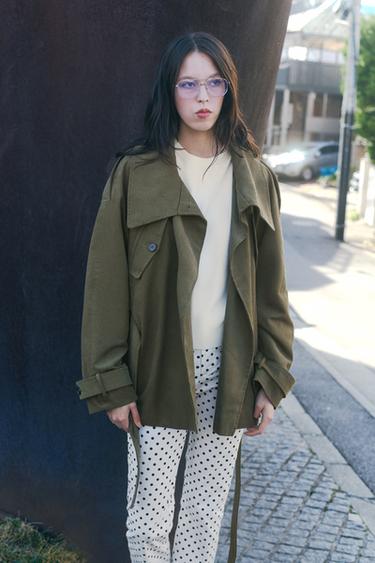 BELTED COTTON TRENCH COAT - Dark khaki by Zara