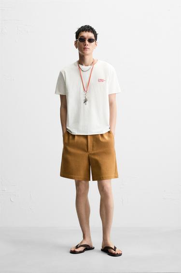 WASHED PRINT SLOGAN T-SHIRT - Oyster-white by Zara - Image 0