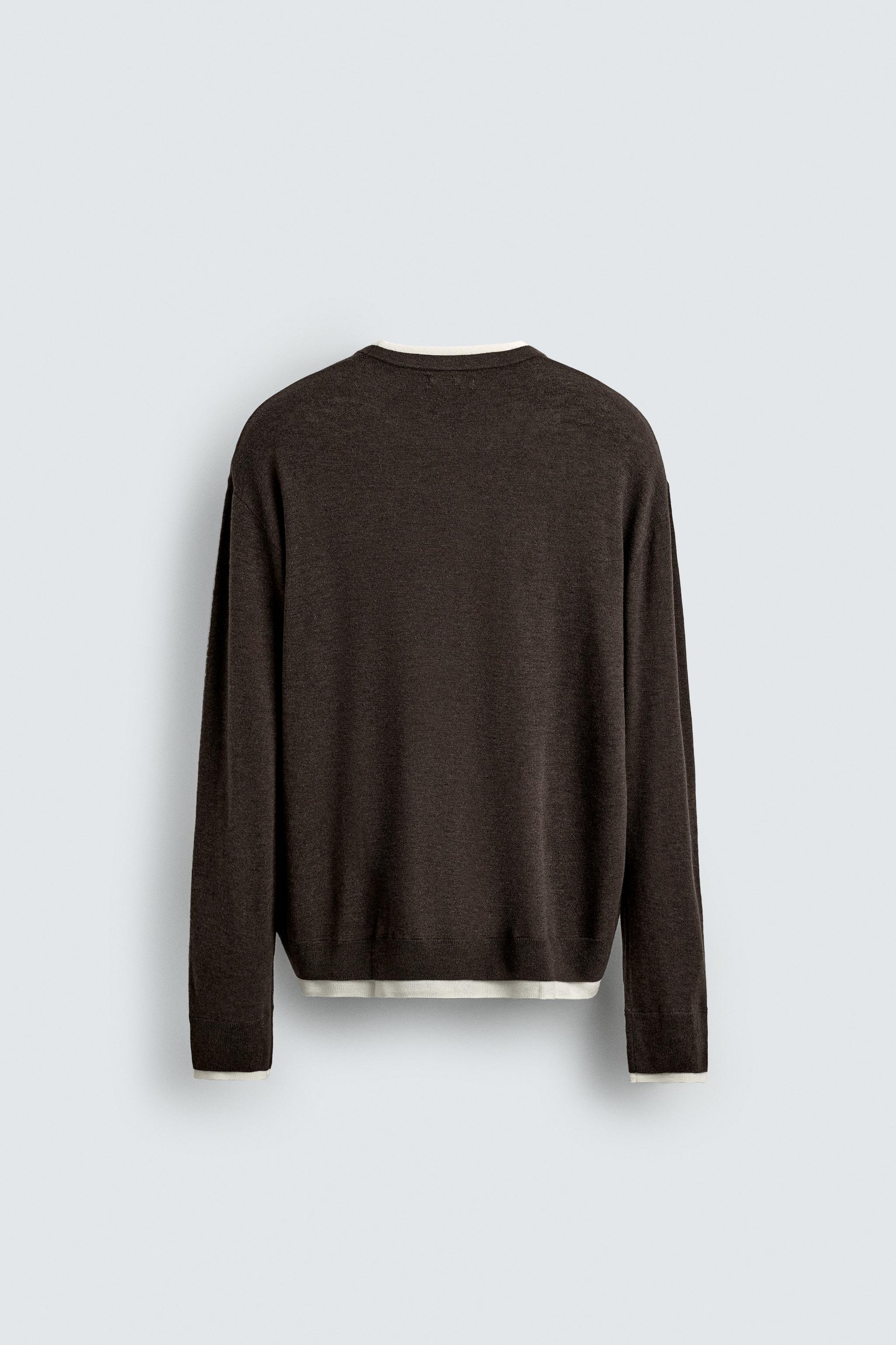 コントラストトリムセーター - ブラウン | ZARA Japan / 日本