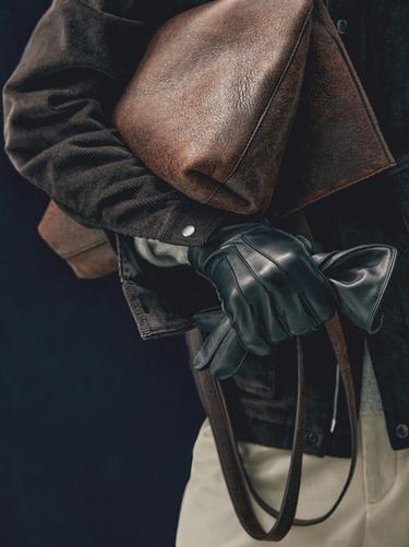 Guantes piel acabado napa - Negro de Zara