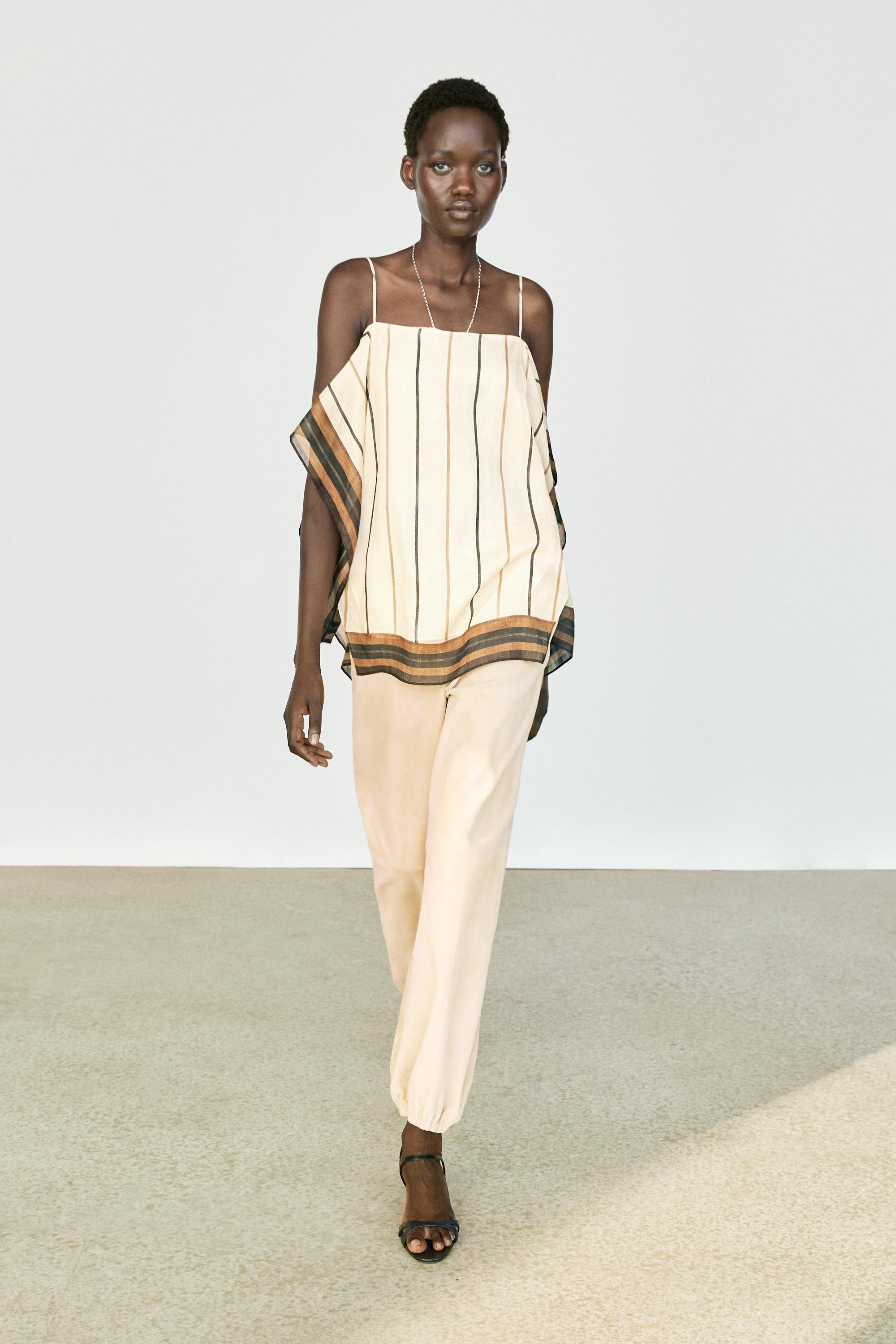 ヴィンテージ　プフ　zarabiadeco Flowing striped strappy top - 773 | ZARA United States