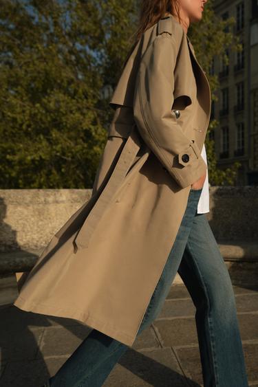 LONG DOUBLE-BREASTED TRENCH COAT WITH BELT - Light camel by Zara - Image 6