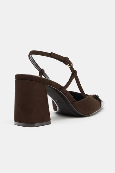 BLOCK HEEL SLINGBACK SHOES - Brown by Zara - Image 5