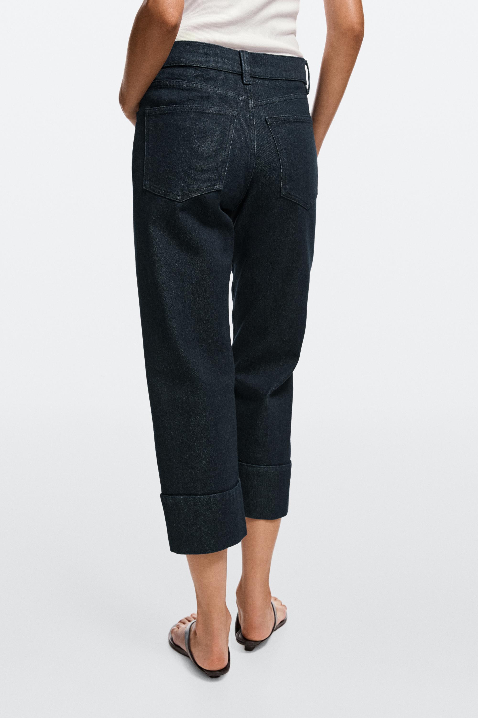 Jean capri à revers