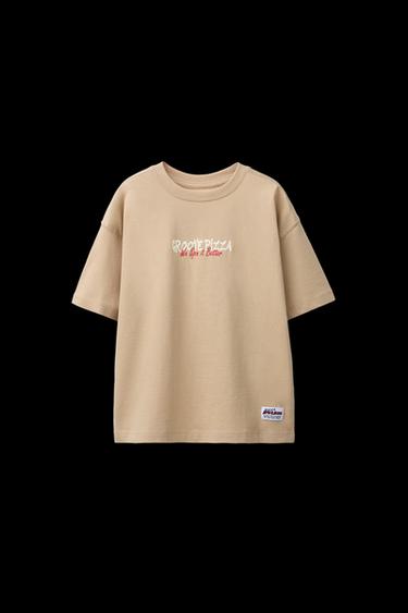 T-SHIRT MIT PRINT - grau-beige von Zara - Bild 0