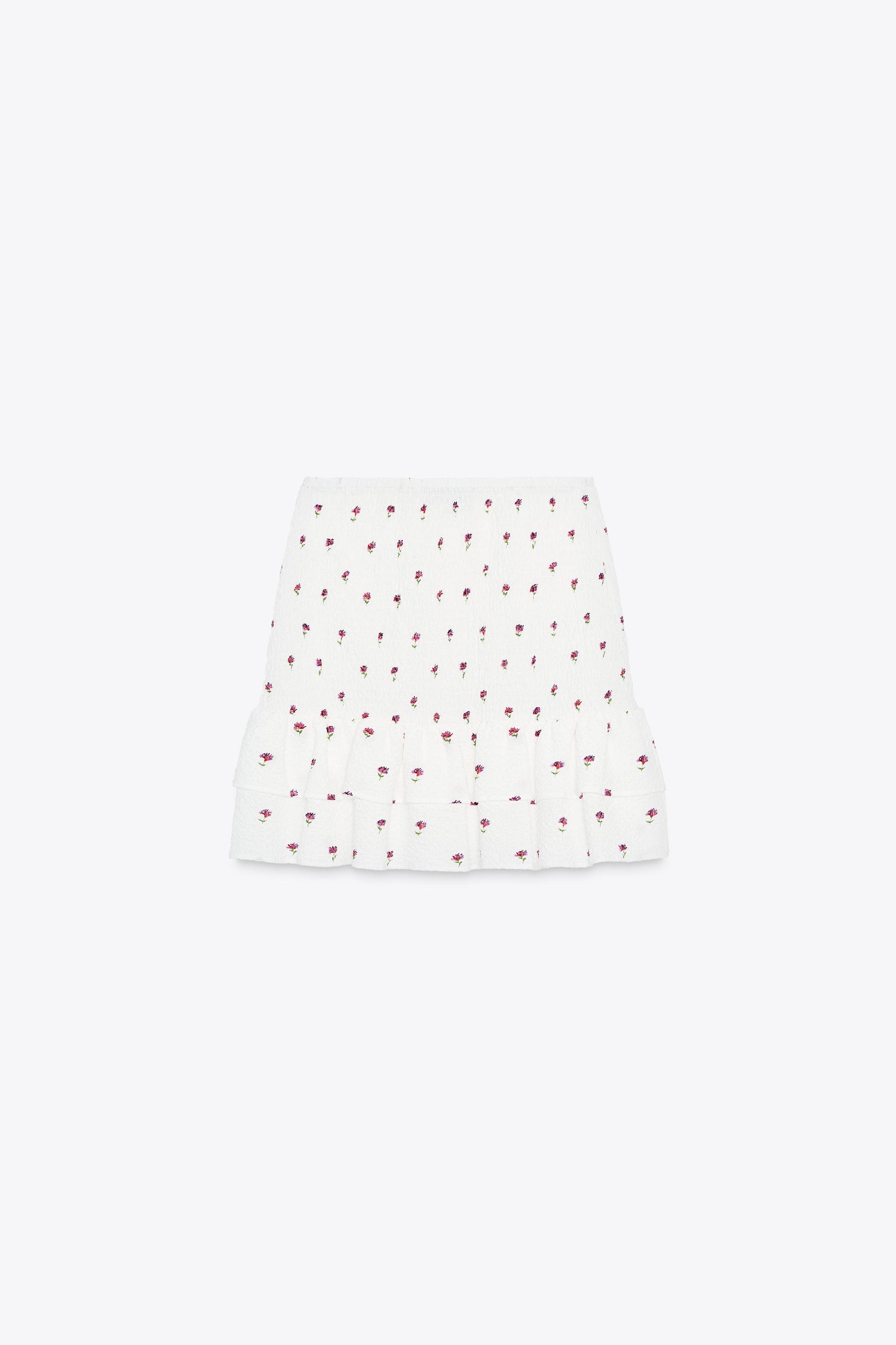 ZARA フローラル柄ミニスカート 3537/672 フローラル柄ミニスカート - ピンク/ホワイト | ZARA Japan / 日本