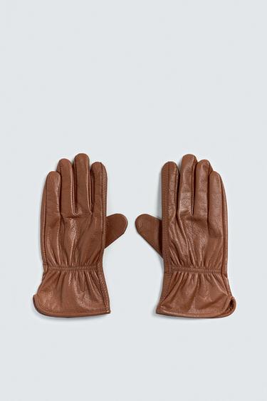 LEATHER GLOVES - Brown by Zara