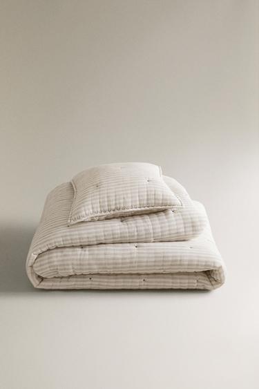 CHILDREN'S COTTON QUILT WITH THIN STRIPES - Cream by Zara