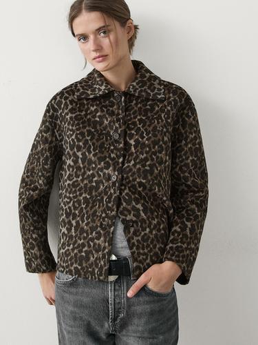 Chaqueta corta animal print con lana - Marrón de Zara