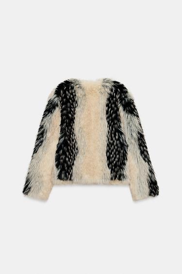 SHORT FAUX FUR COAT ZW COLLECTION - Multicoloured by Zara - Image 5