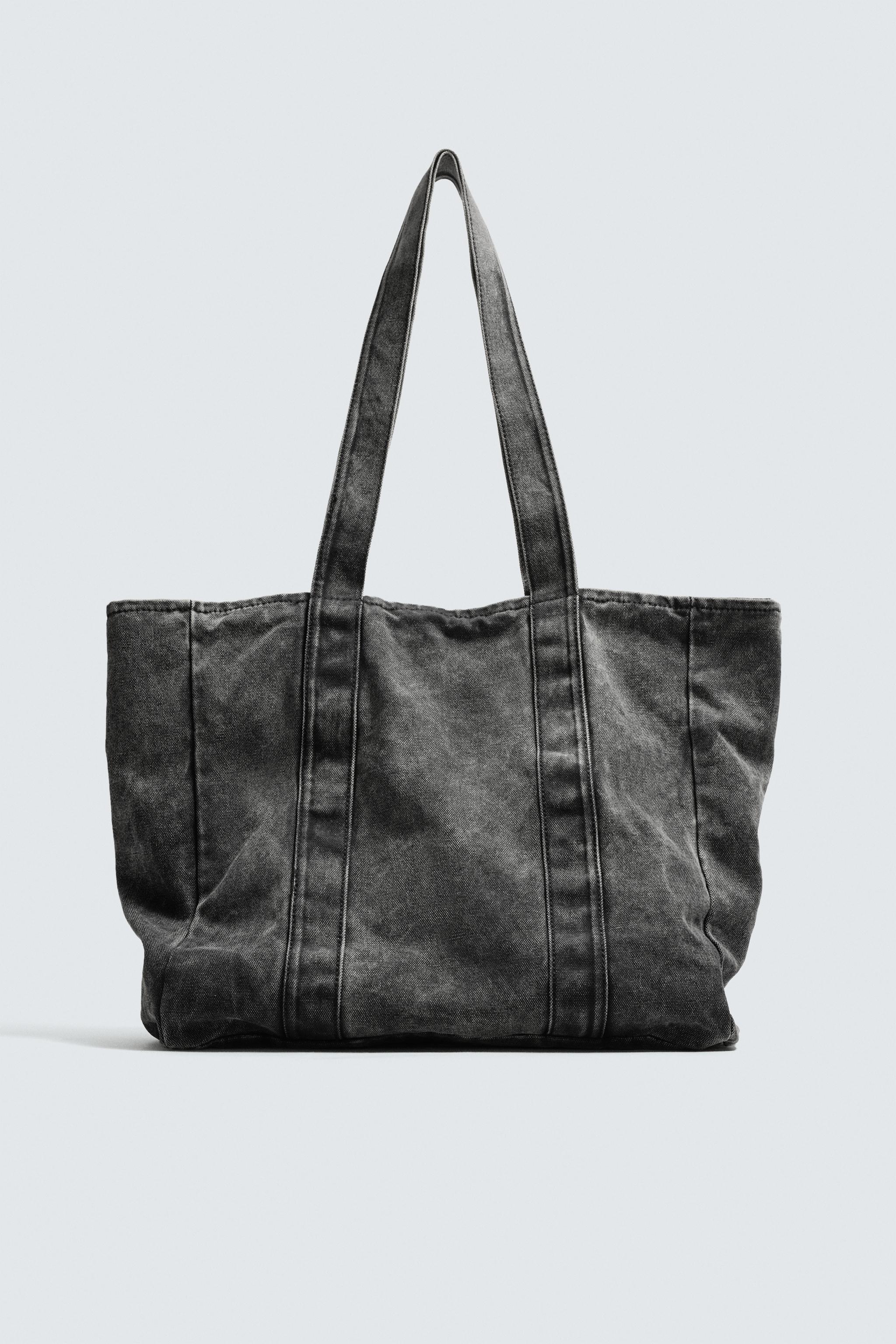 WASHED EFFECT DENIM SHOPPER BAG