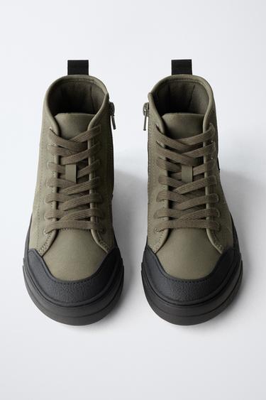 TECHNICAL HIGH-TOP SNEAKERS - Khaki Green by Zara - Image 3