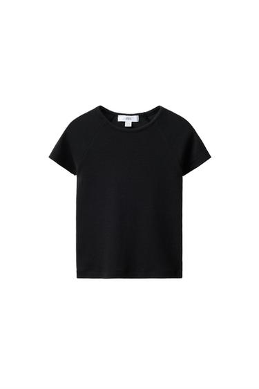 CAMISETA MANGA RANGLÁN CON MODAL - Antracita oscuro de Zara