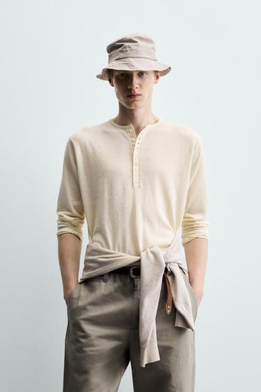 JERSEY CUELLO PANADERO LANA - ALGODÓN - Crudo de Zara