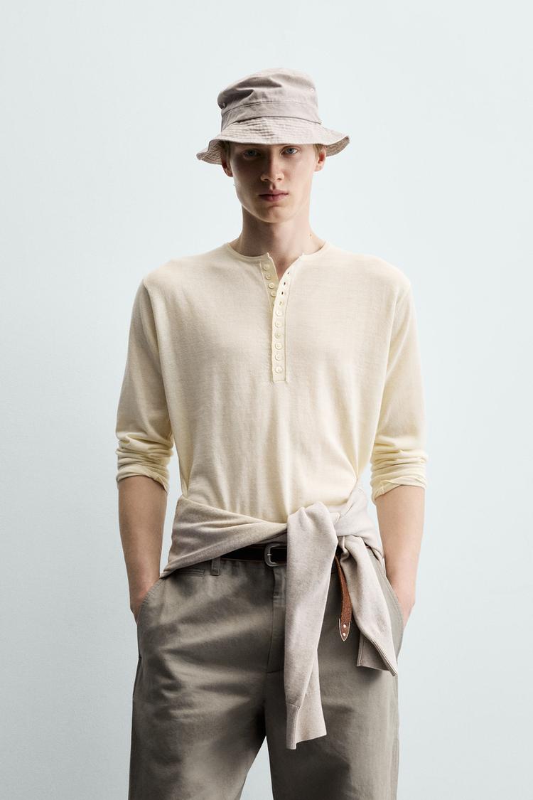 ZARA WOOL-COTTON HENLEY JUMPER