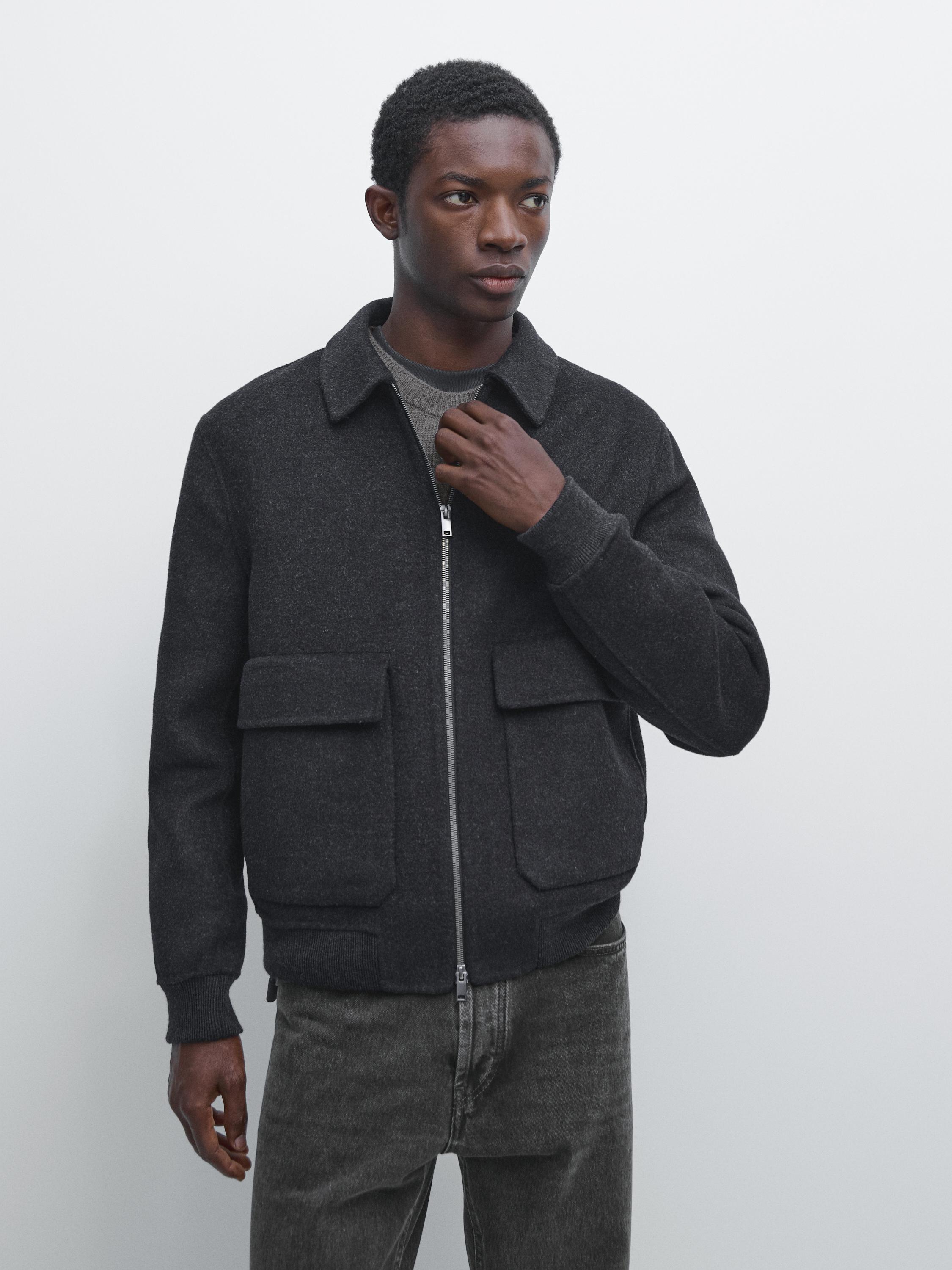 Wool blend jacket with pockets