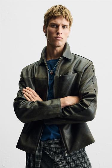 FADED LEATHER EFFECT JACKET - Oil by Zara - Image 0