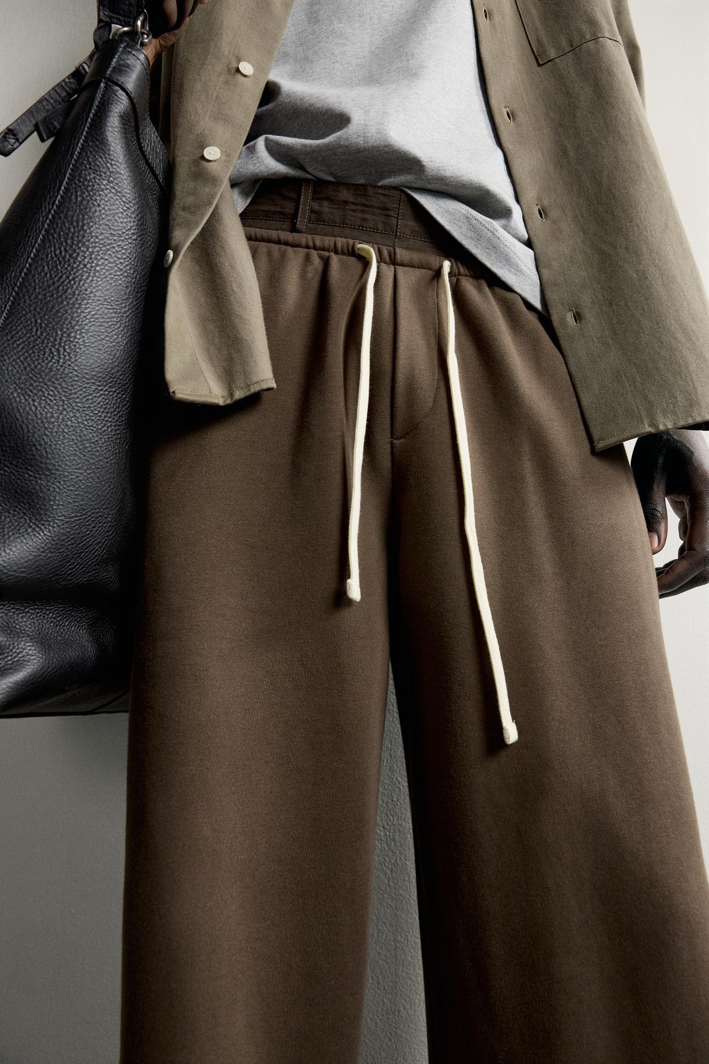 Мужские брюки Zara Colorblock Relaxed Fit, цвет: Тёмный коричневый — фото 5